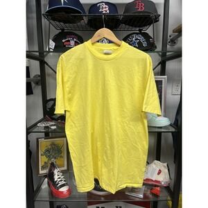 Vintage 1980s Hanes 50/50 Blank Yellow Single Stitch T Shirt Size XL